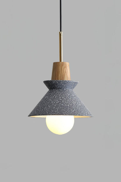 Hanglamp Scandinavisch met Houten Detail en Conische Kap