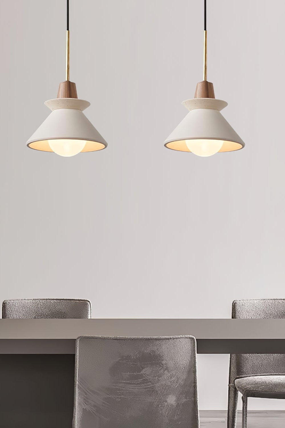Hanglamp Scandinavisch met Houten Detail en Conische Kap