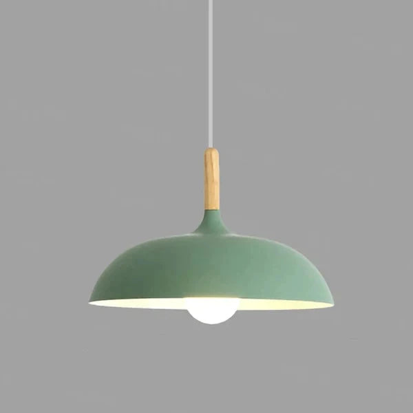 Hanglamp Scandinavisch met Houten Detail en Koepelkap