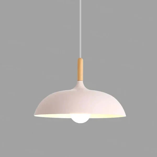 Hanglamp Scandinavisch met Houten Detail en Koepelkap