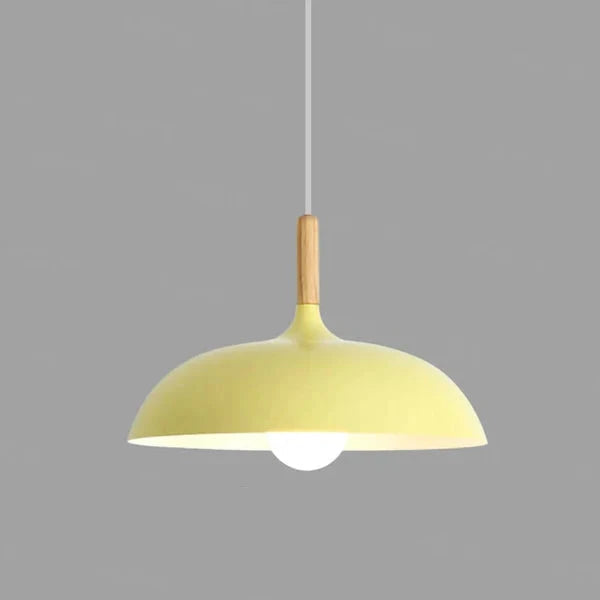 Hanglamp Scandinavisch met Houten Detail en Koepelkap