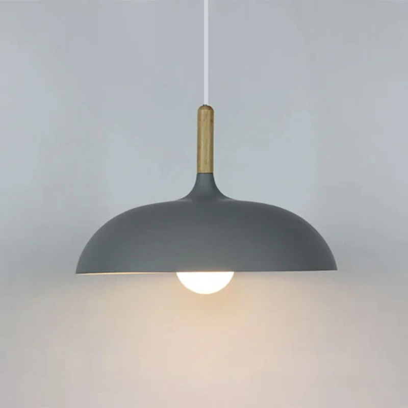 Hanglamp Scandinavisch met Houten Detail en Koepelkap