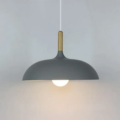 Hanglamp Scandinavisch met Houten Detail en Koepelkap