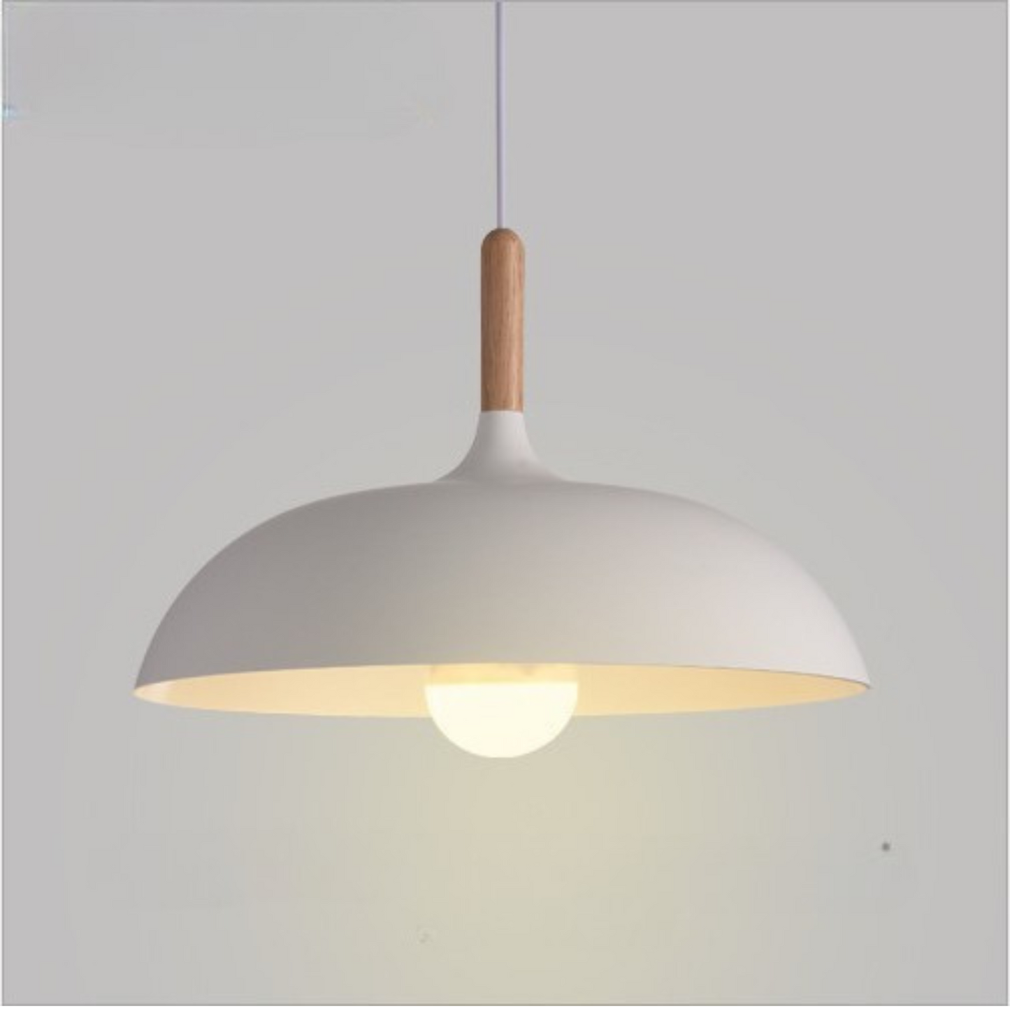 Hanglamp Scandinavisch met Houten Detail en Koepelkap