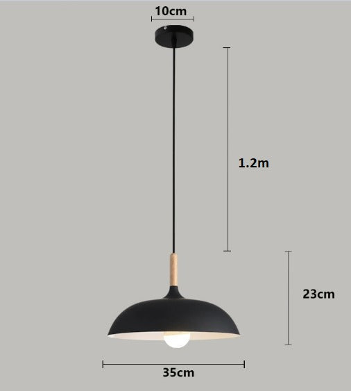 Hanglamp Scandinavisch met Houten Detail en Koepelkap