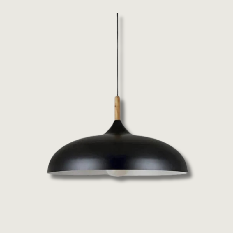 Hanglamp Scandinavisch met Houten Detail en Koepelkap