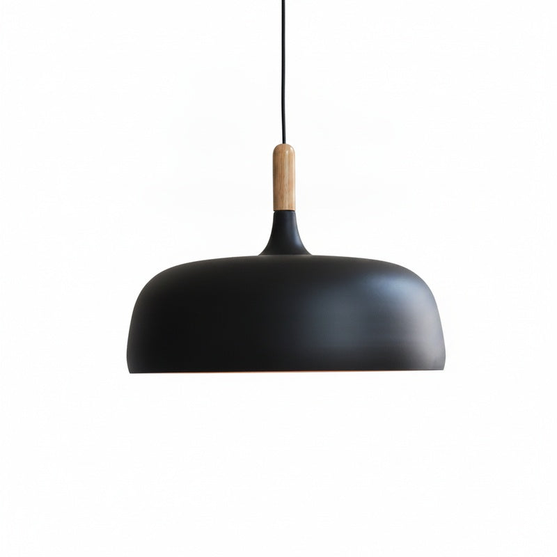 Hanglamp Scandinavisch met Houten Detail en Ronde Kap