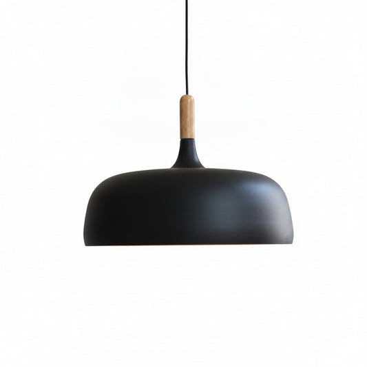 Hanglamp Scandinavisch met Houten Detail en Ronde Kap