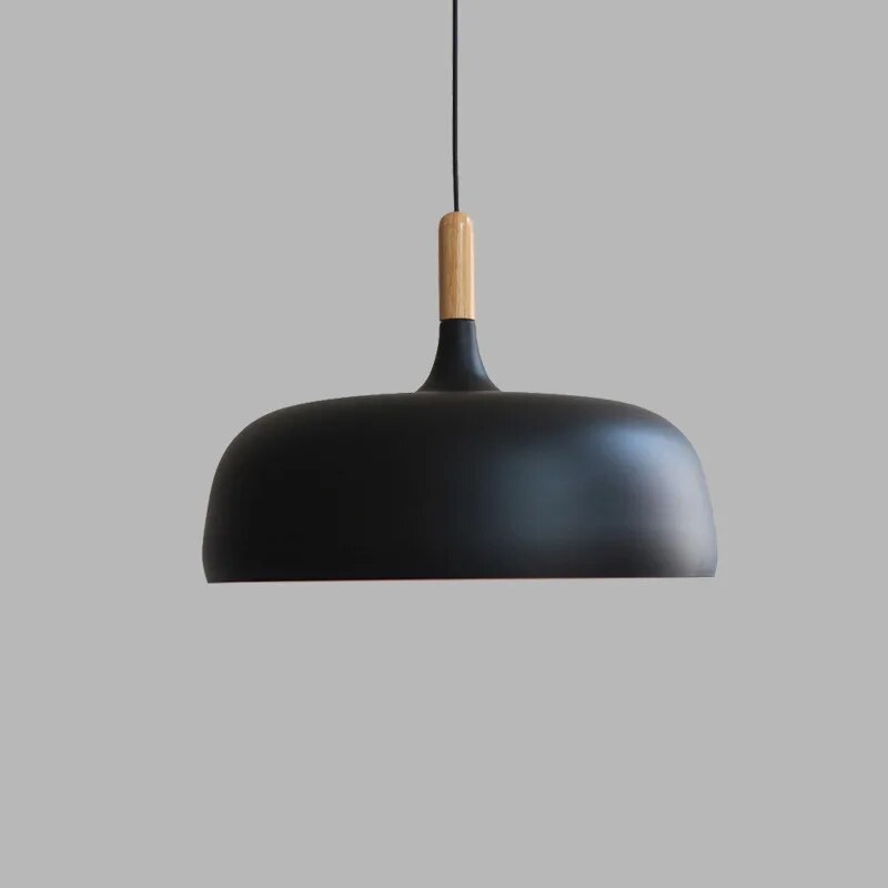 Hanglamp Scandinavisch met Houten Detail en Ronde Kap