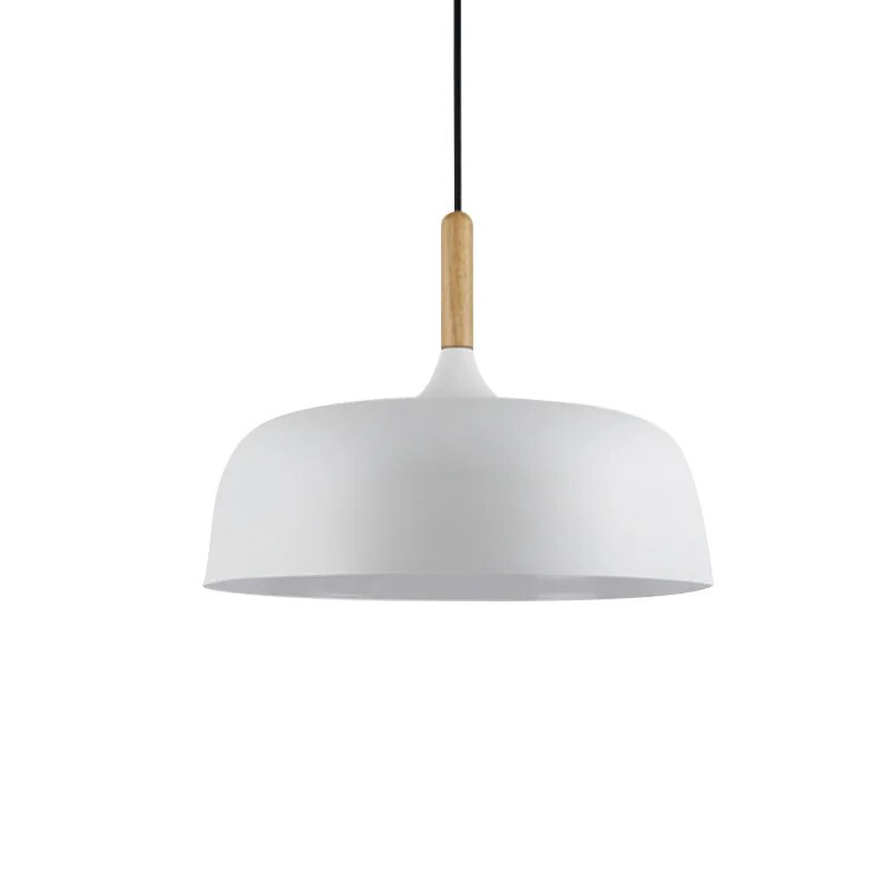 Hanglamp Scandinavisch met Houten Detail en Ronde Kap