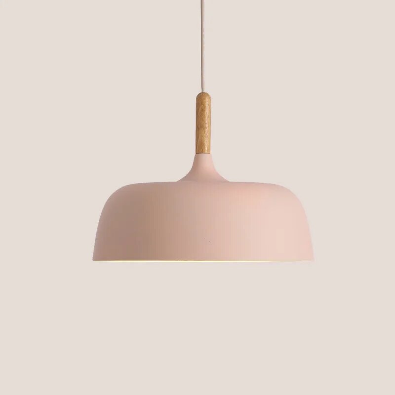 Hanglamp Scandinavisch met Houten Detail en Ronde Kap