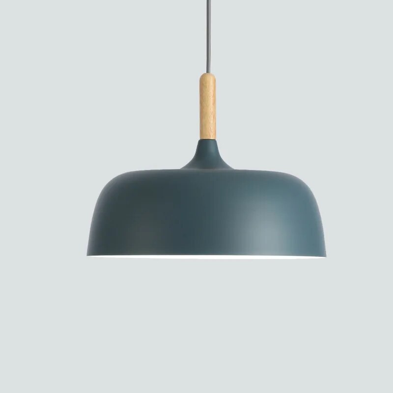 Hanglamp Scandinavisch met Houten Detail en Ronde Kap