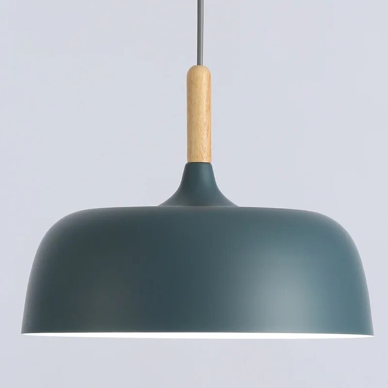 Hanglamp Scandinavisch met Houten Detail en Ronde Kap