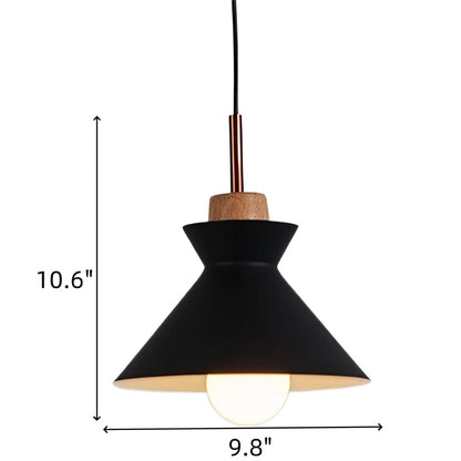 Hanglamp Scandinavisch met Houten Fitting en Metalen Kap