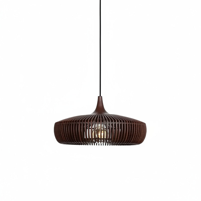 Hanglamp Scandinavisch met Houten Lattenwerk en Ronde Kap