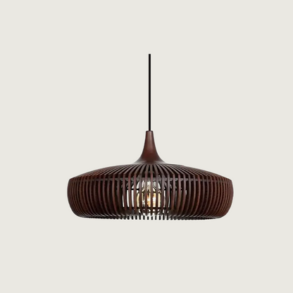 Hanglamp Scandinavisch met Houten Lattenwerk en Ronde Kap
