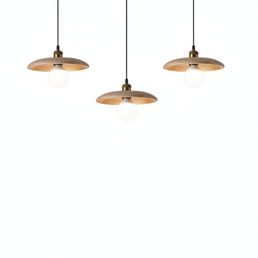 Hanglamp Scandinavisch met Ronde Houten Kap en Verstelbare Hoogte