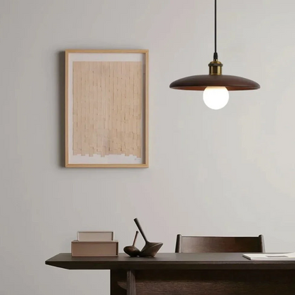 Hanglamp Scandinavisch met Ronde Houten Kap en Verstelbare Hoogte
