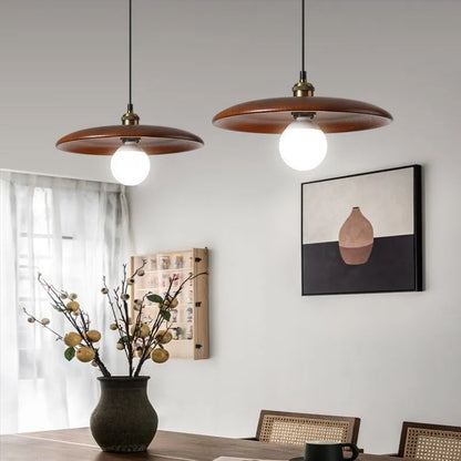 Hanglamp Scandinavisch met Ronde Houten Kap en Verstelbare Hoogte