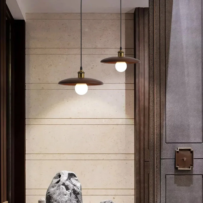 Hanglamp Scandinavisch met Ronde Houten Kap en Verstelbare Hoogte