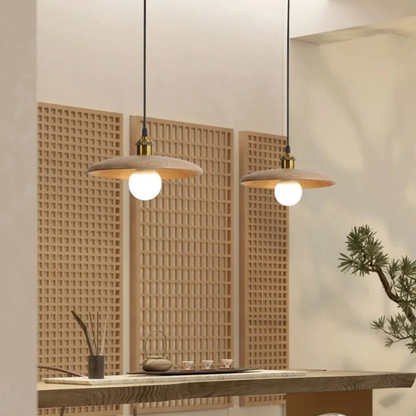 Hanglamp Scandinavisch met Ronde Houten Kap en Verstelbare Hoogte