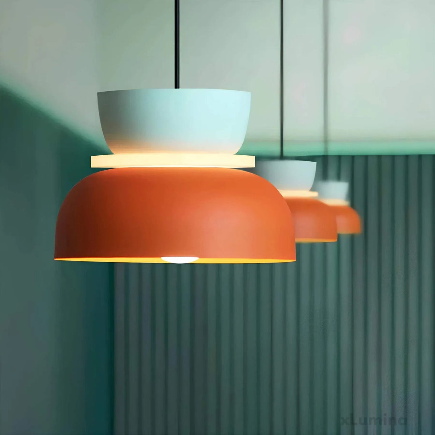 Hanglamp Scandinavisch met Tweelaagse Kap en Verstelbare Hoogte ##POS:8##