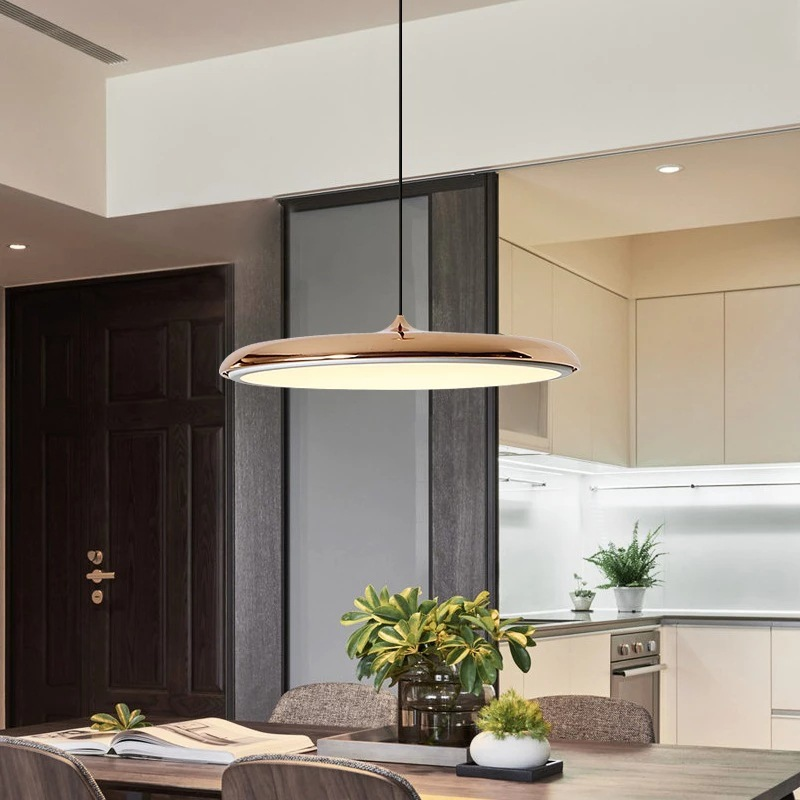 Hanglamp Scandinavisch Minimalistisch met Platte Ronde Kap en Geïntegreerde LED