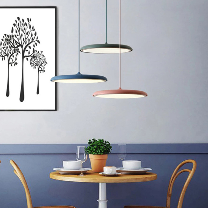Hanglamp Scandinavisch Minimalistisch met Platte Ronde Kap en Geïntegreerde LED