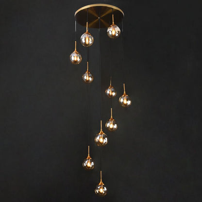 Hanglamp Trap Modernistisch met Glazen Bollen en Spiraalvorm
