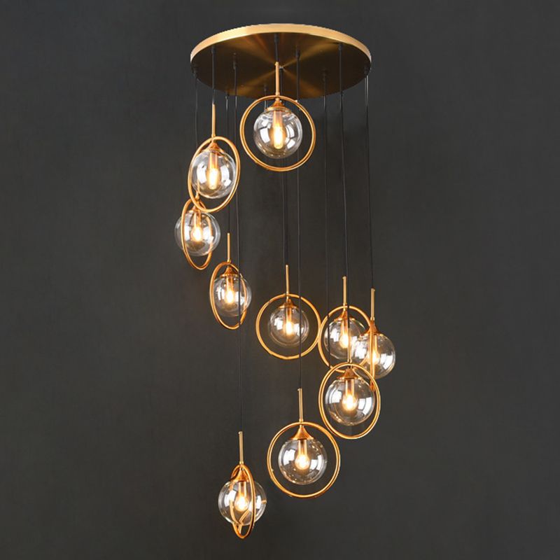 Hanglamp Trap Modernistisch met Glazen Bollen en Spiraalvorm