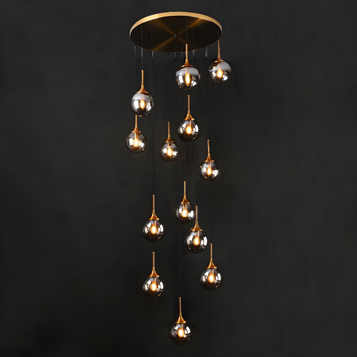 Hanglamp Trap Modernistisch met Glazen Bollen en Spiraalvorm