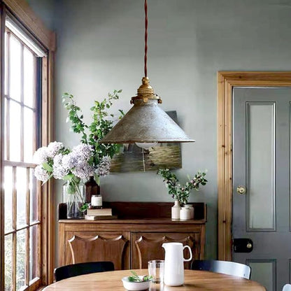 Hanglamp Vintage Industrieel met Kegelvormige Metalen Kap en Gedraaid Snoer