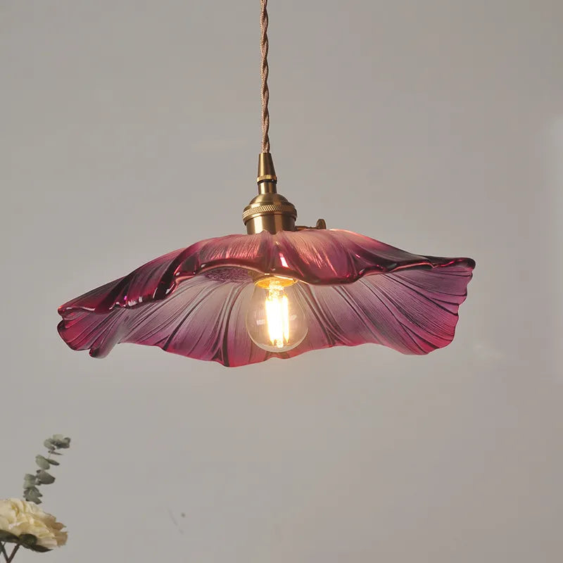 Hanglamp Vintage met Bloemvormige Glazen Kap