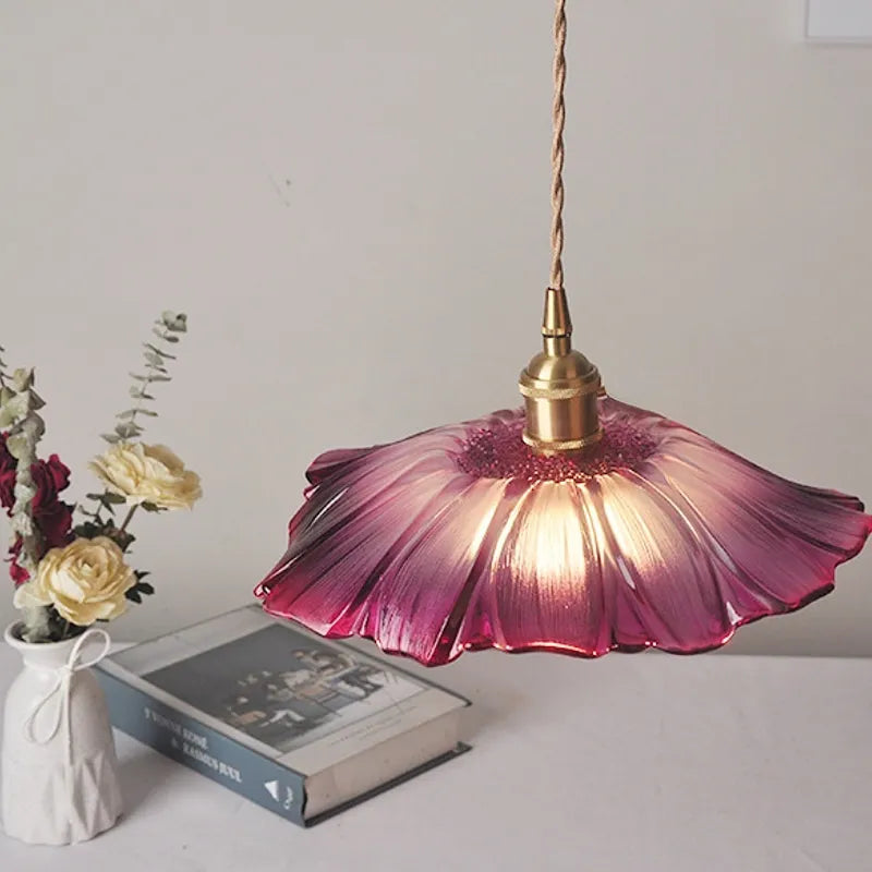 Hanglamp Vintage met Bloemvormige Glazen Kap
