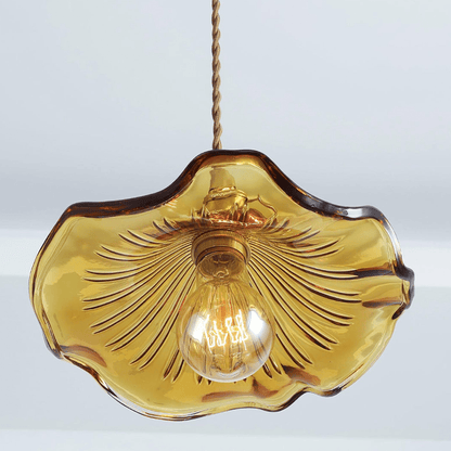 Hanglamp Vintage met Bloemvormige Glazen Kap en Messing Fitting
