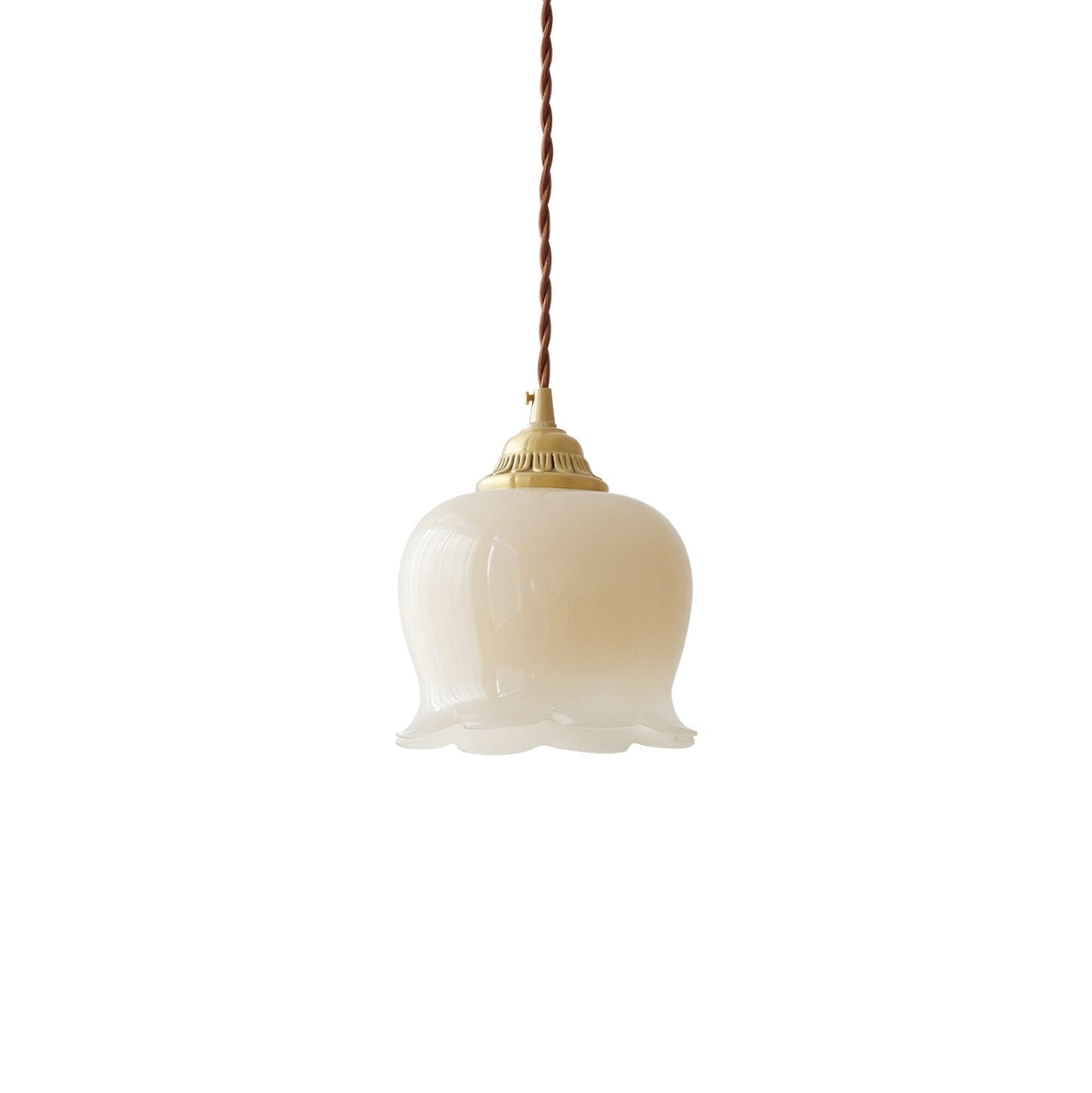 Hanglamp Vintage met Bloemvormige Glazen Kap en Messing Fitting