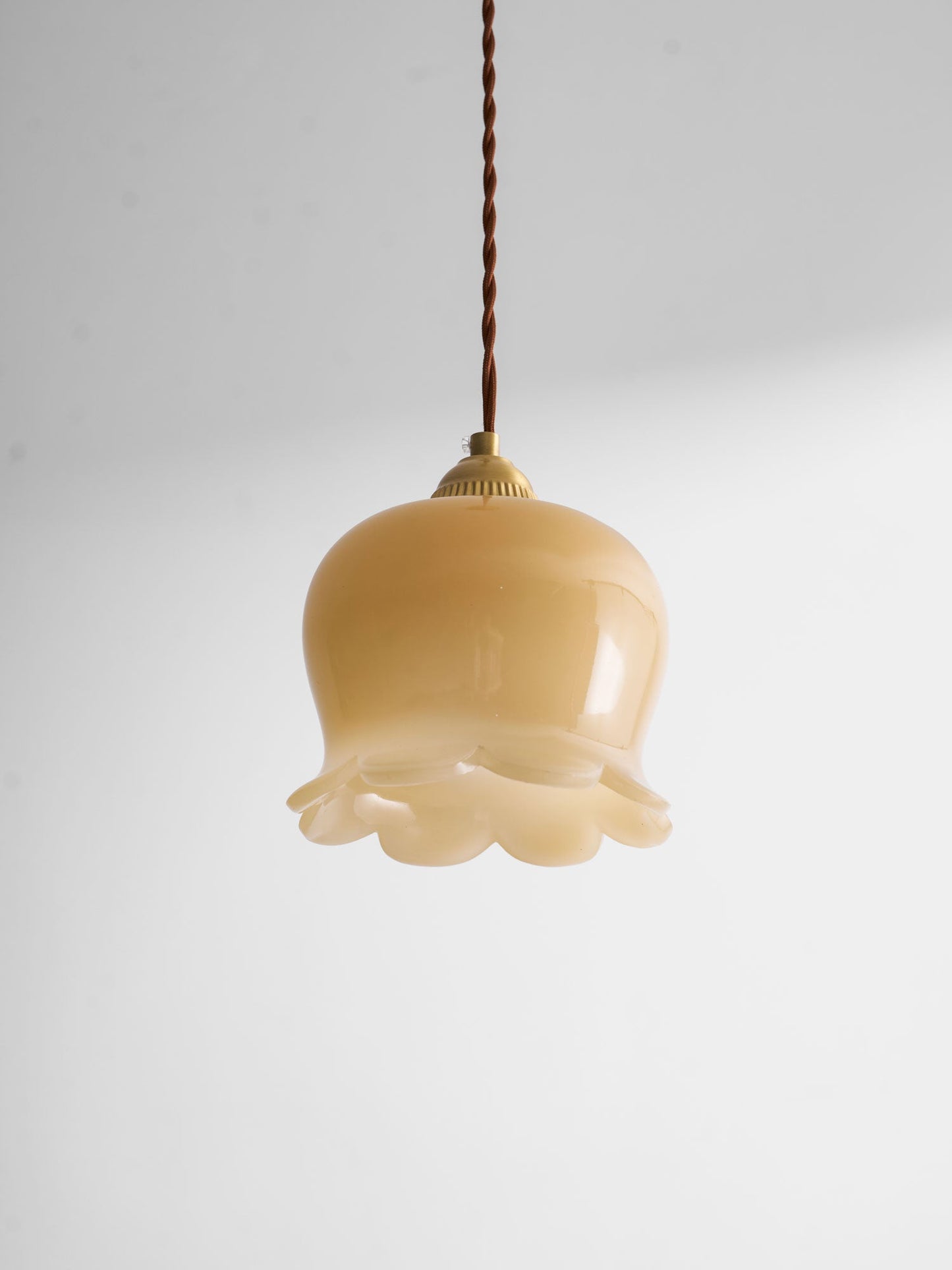 Hanglamp Vintage met Bloemvormige Glazen Kap en Messing Fitting