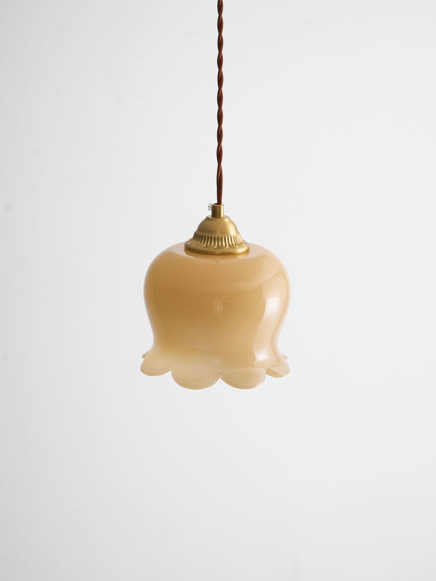 Hanglamp Vintage met Bloemvormige Glazen Kap en Messing Fitting