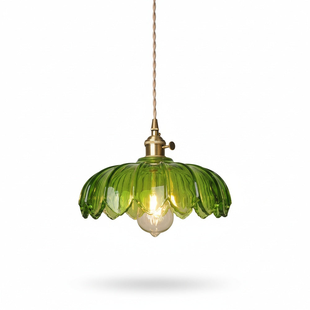 Hanglamp Vintage met Glazen Bloemvormige Kap en Gedraaid Snoer