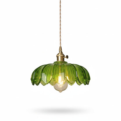 Hanglamp Vintage met Glazen Bloemvormige Kap en Gedraaid Snoer