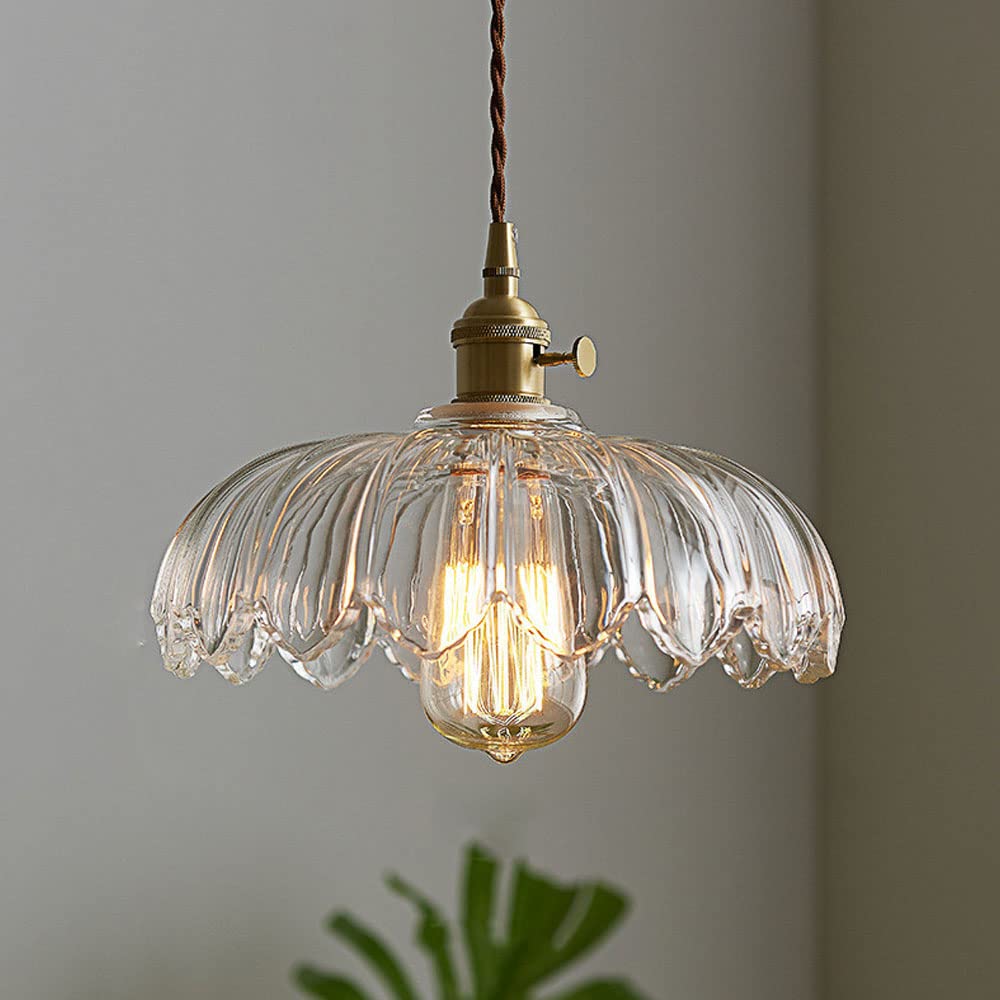 Hanglamp Vintage met Glazen Bloemvormige Kap en Gedraaid Snoer