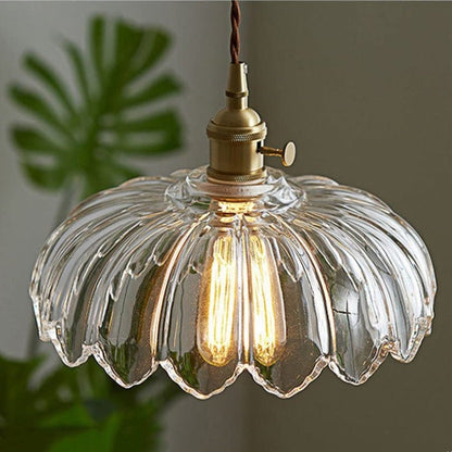 Hanglamp Vintage met Glazen Bloemvormige Kap en Gedraaid Snoer