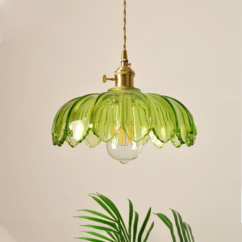 Hanglamp Vintage met Glazen Bloemvormige Kap en Gedraaid Snoer