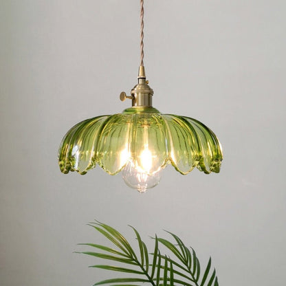 Hanglamp Vintage met Glazen Bloemvormige Kap en Gedraaid Snoer
