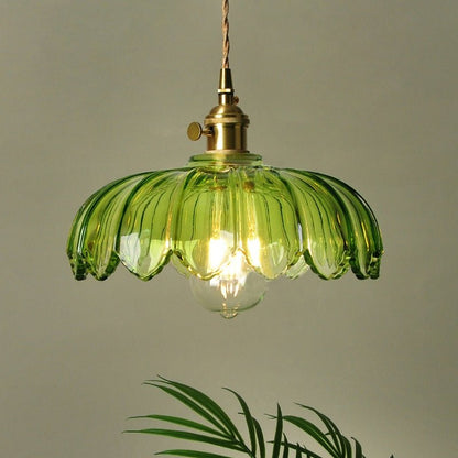 Hanglamp Vintage met Glazen Bloemvormige Kap en Gedraaid Snoer