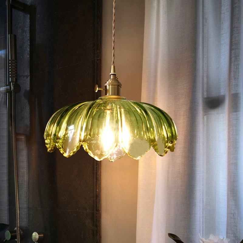 Hanglamp Vintage met Glazen Bloemvormige Kap en Gedraaid Snoer