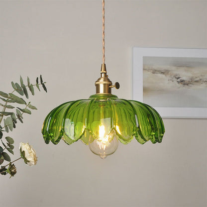 Hanglamp Vintage met Glazen Bloemvormige Kap en Gedraaid Snoer