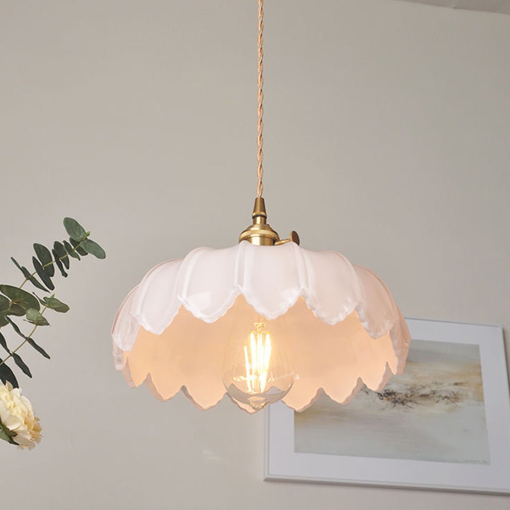 Hanglamp Vintage met Glazen Bloemvormige Kap en Gedraaid Snoer