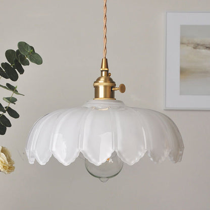 Hanglamp Vintage met Glazen Bloemvormige Kap en Gedraaid Snoer
