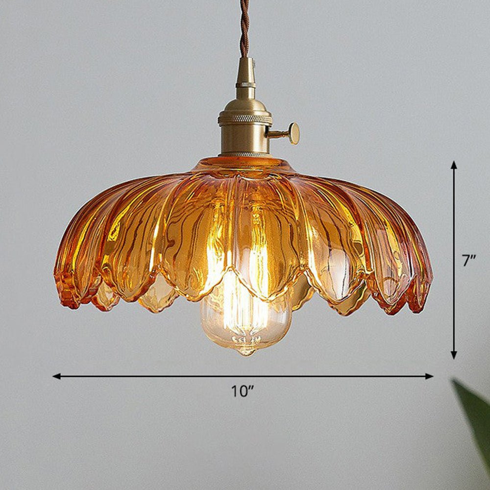 Hanglamp Vintage met Glazen Bloemvormige Kap en Gedraaid Snoer